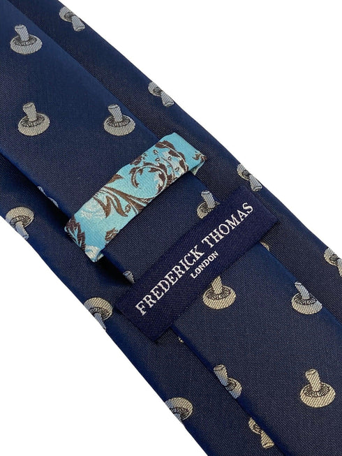 navy mens tie with mushroom design